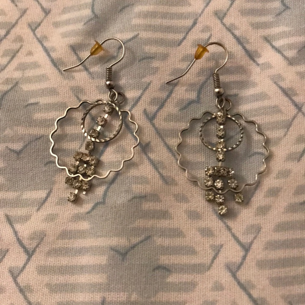 Sleek Silver-Tone Metallic Dangle Earrings
